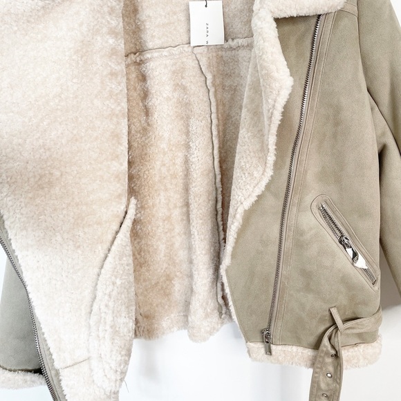 New Zara Textured Warm Biker Jacket - Picture 11 of 13